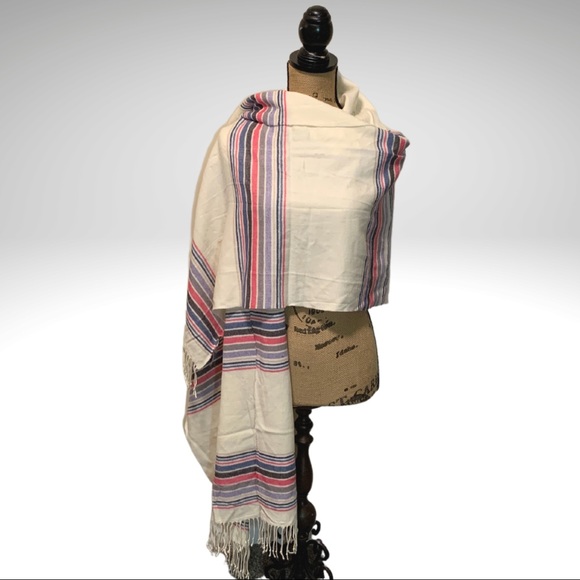 Gap Modal Multicolor Striped Scarf with Twisted Rope Fringes 84x25" - Picture 5 of 9